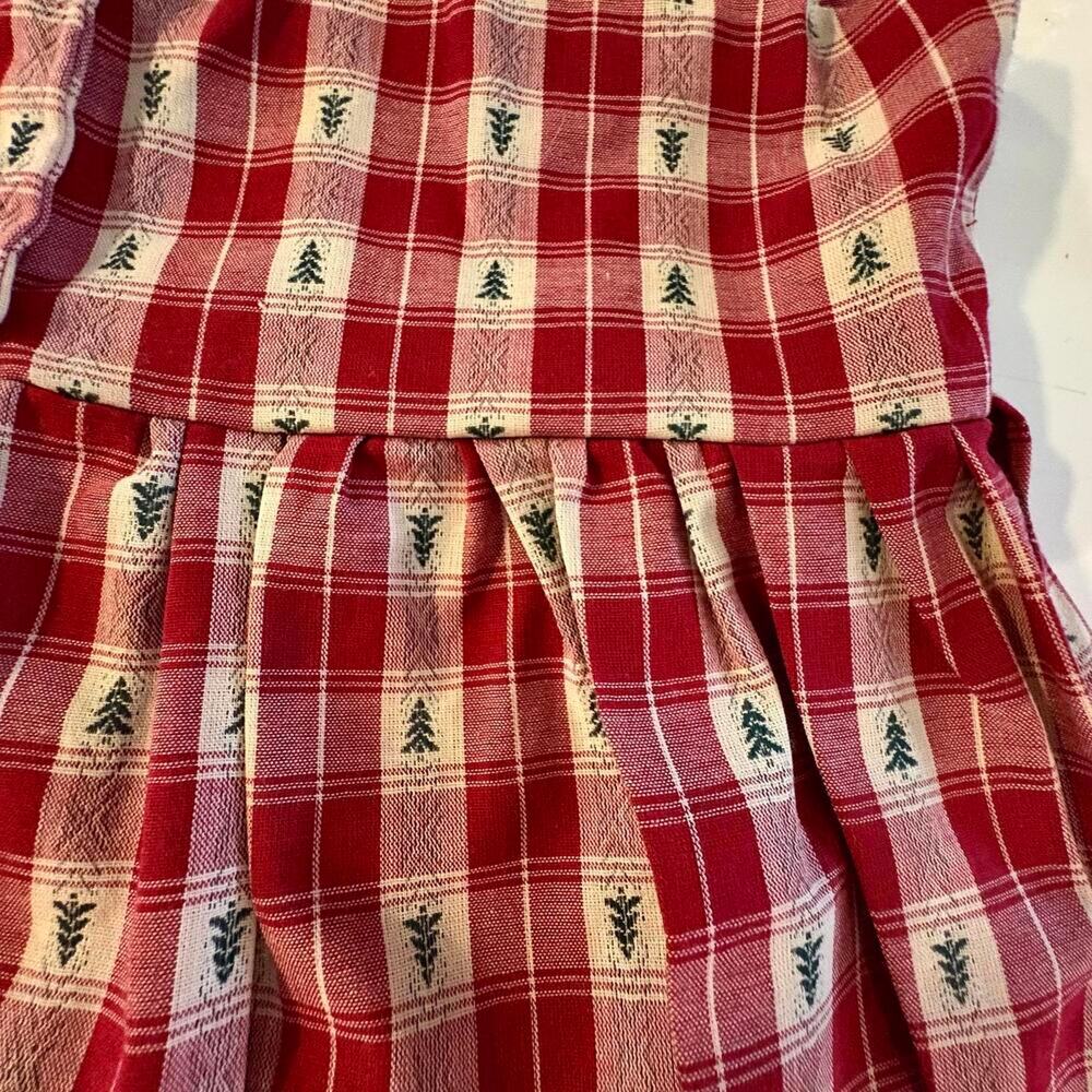 Vintage Girls Plaid Tree Prairie Dress Jumper Pinafore Preppy Cottage Boho XL - Picture 2 of 8